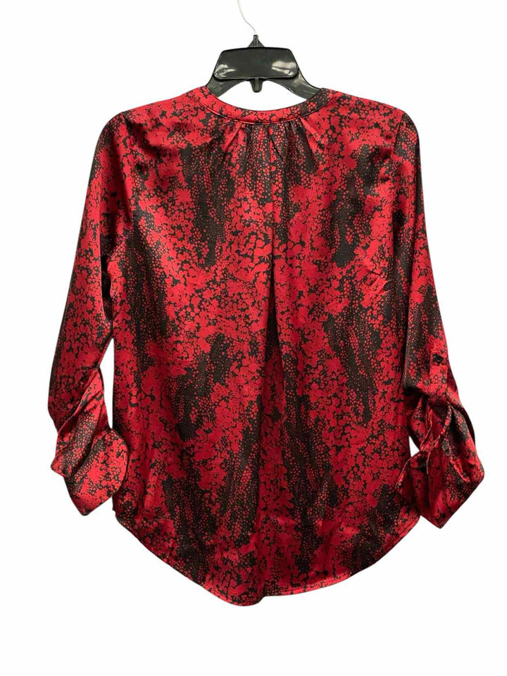 Simply Vera Size XS Red Black Print Long Sleeve Shirts