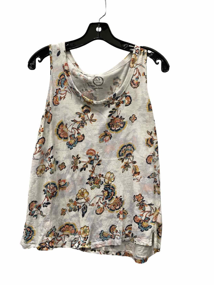 24/7 Maurices Size L White Floral Tank Top