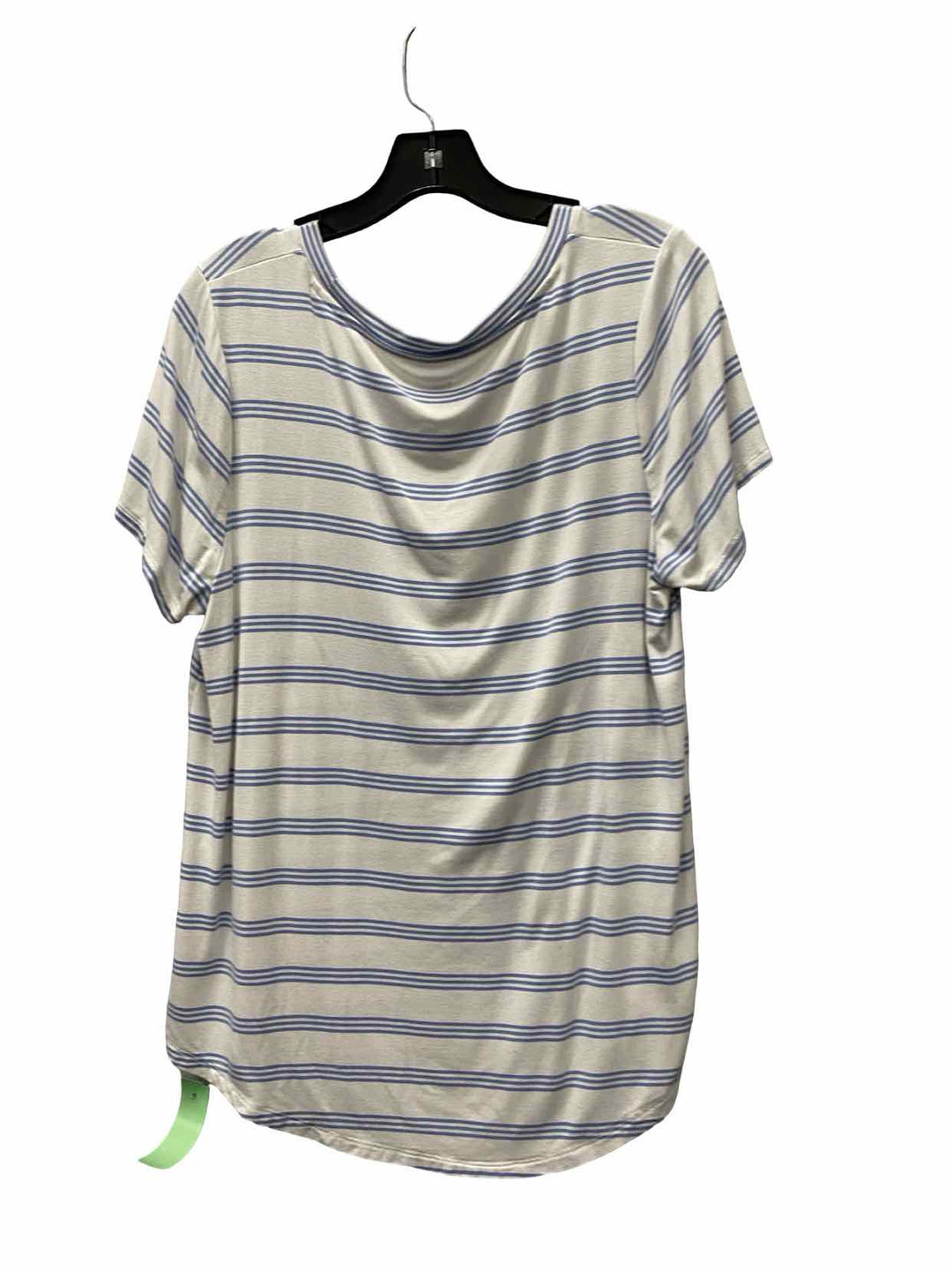 Market & Spruce Size L White Blue Striped Short Sleeve Shirts