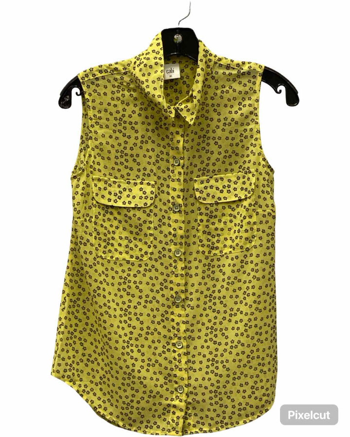 Cabi Size XS Yellow Black Floral Tank Top