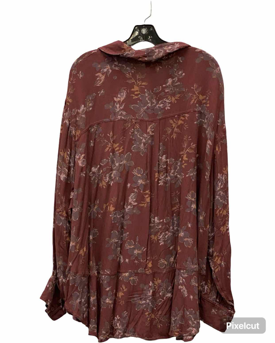 Festi by Torrid Size 3X Wine Floral Button Up Long Sleeve Shirts