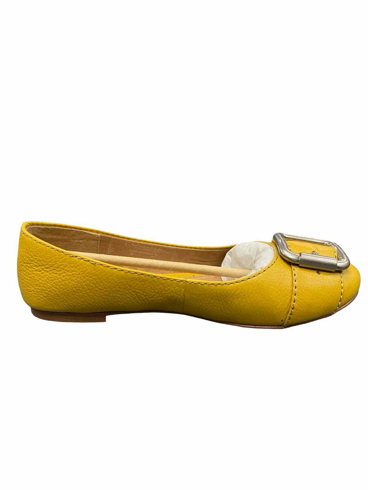 Fossil Shoe Size 7 Mustard Yellow Pebbled Leather Flats