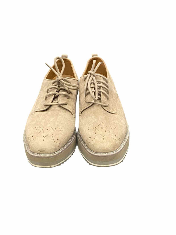 Johnston & Murphey Shoe Size 7 Taupe Suede Gracelyn Brogue Oxford Loafers