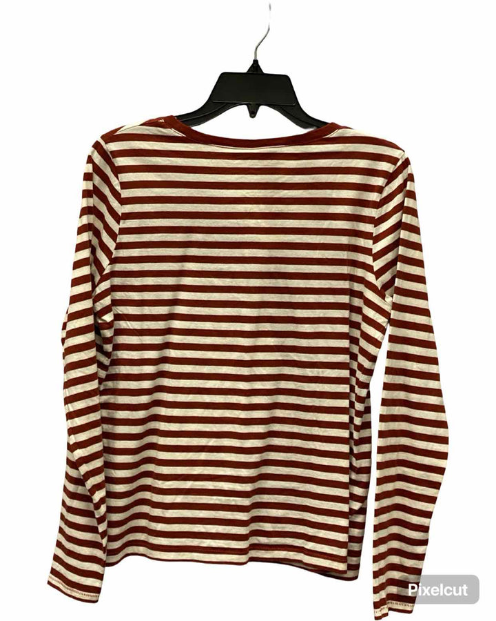 MadeWell Size M Orange Cream Stripes Long Sleeve Shirts