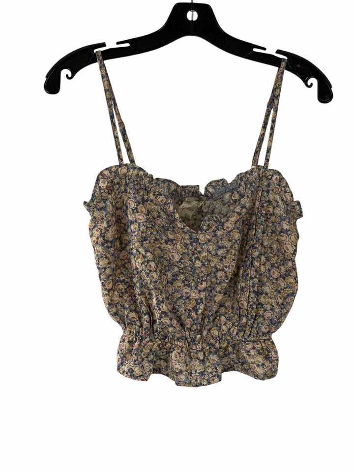 Blu Pepper Size M Light Blue light brown Floral Tank Top