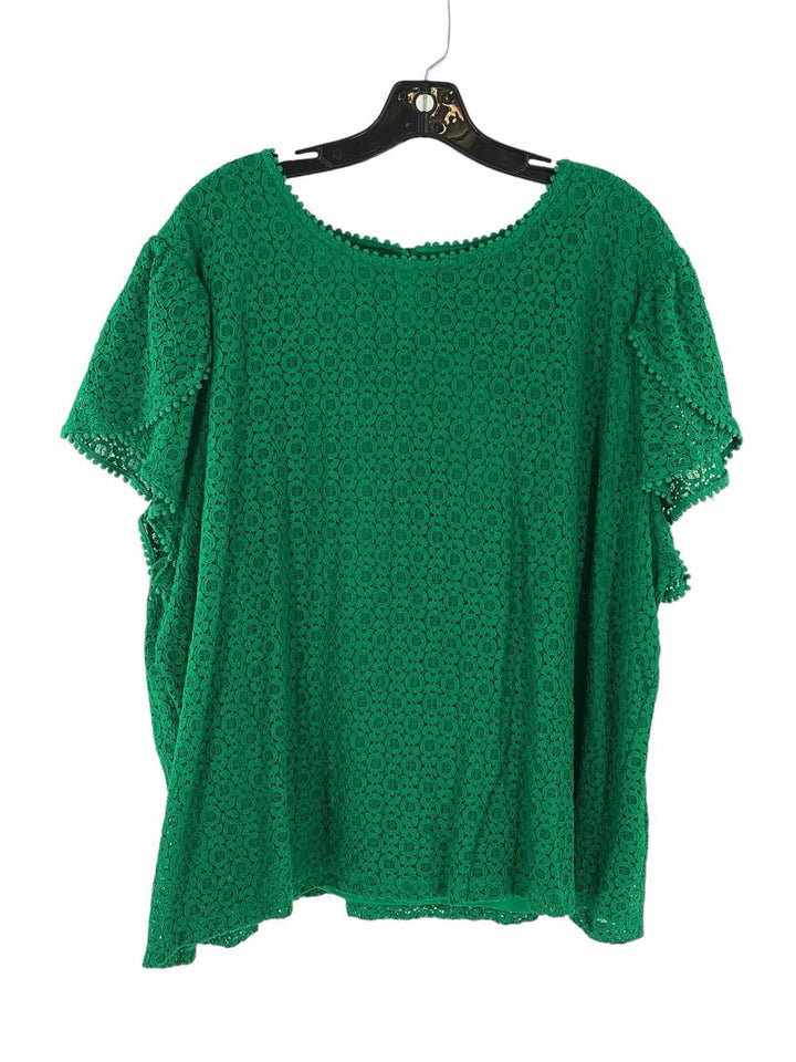 Liz Claiborne Size 3X Green Lace Short Sleeve Shirts