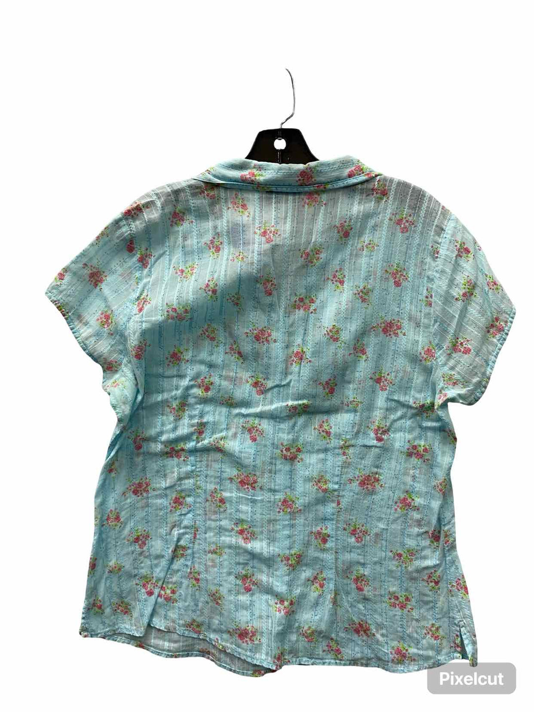 Jordache Size 1X Blue Floral 100% cotton Short Sleeve Shirts