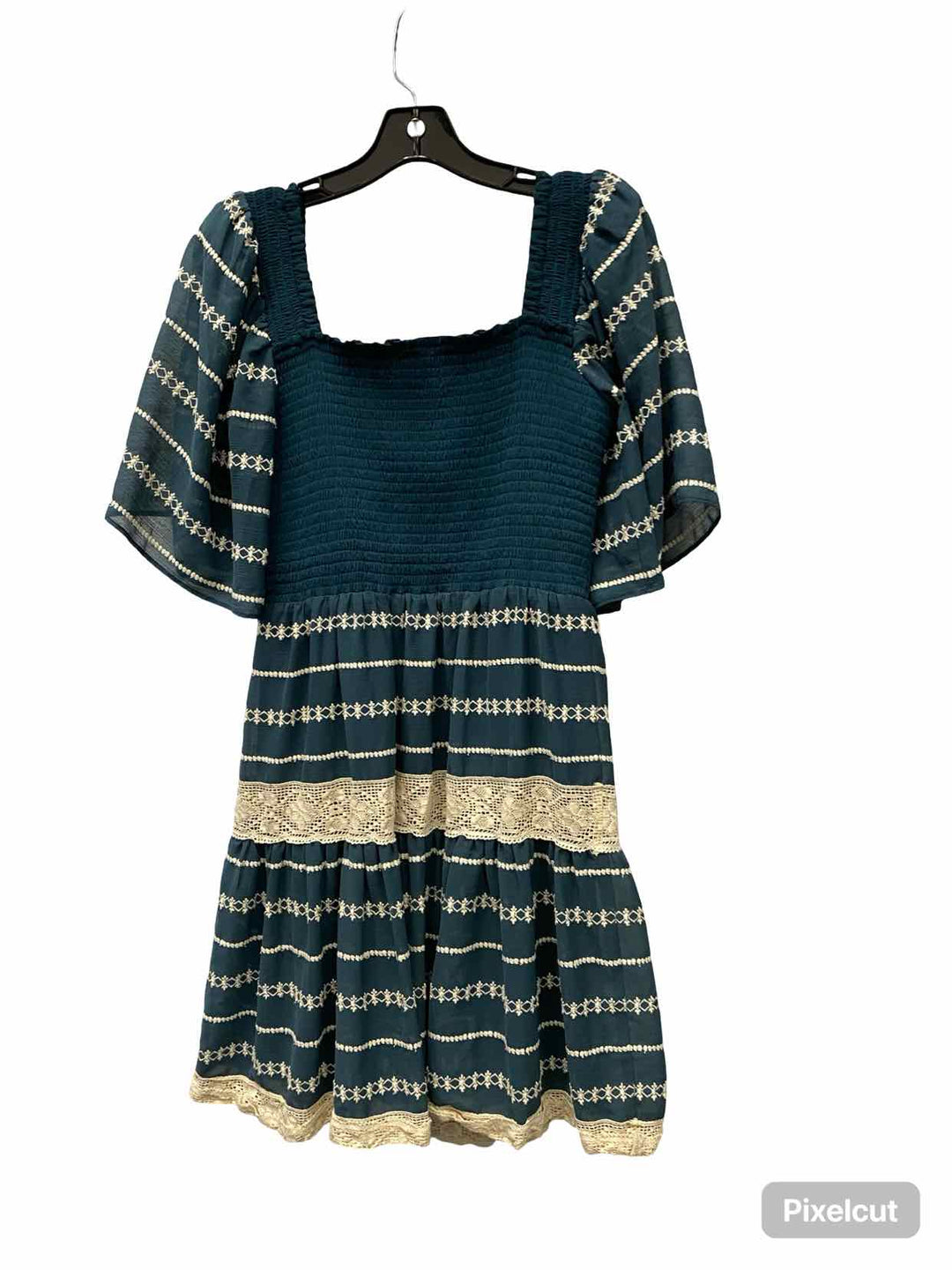 Eliza J Size 6 Green Cream Dress