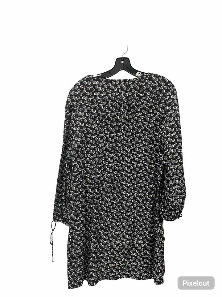 Rebecca Taylor Size 10 Black White Print 100% silk Dress