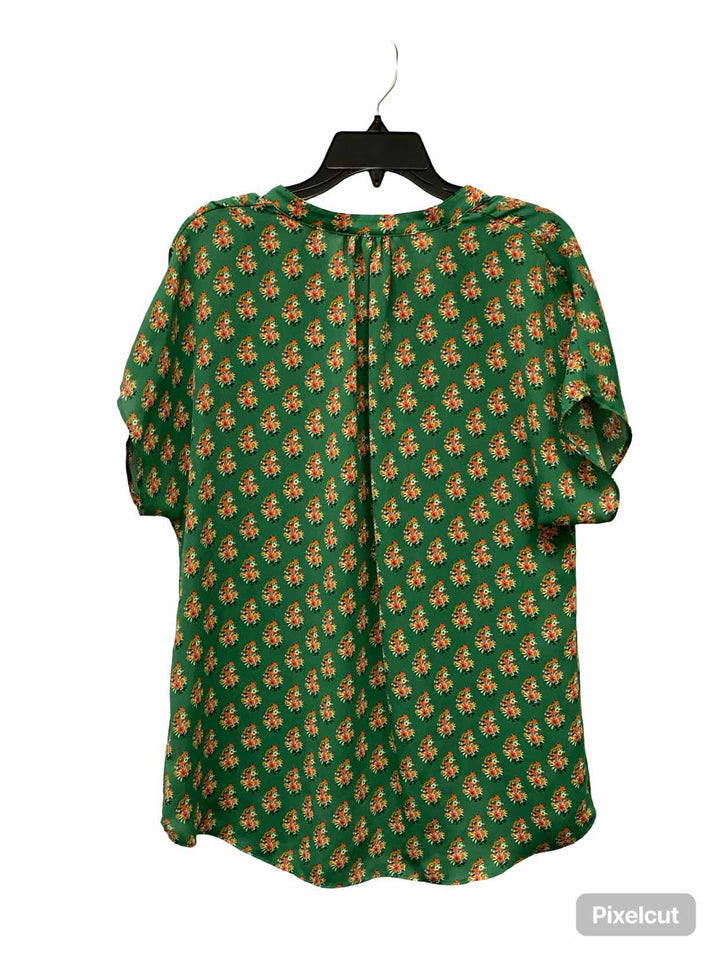 Cabi Size M Green Orange Floral Short Sleeve Shirts