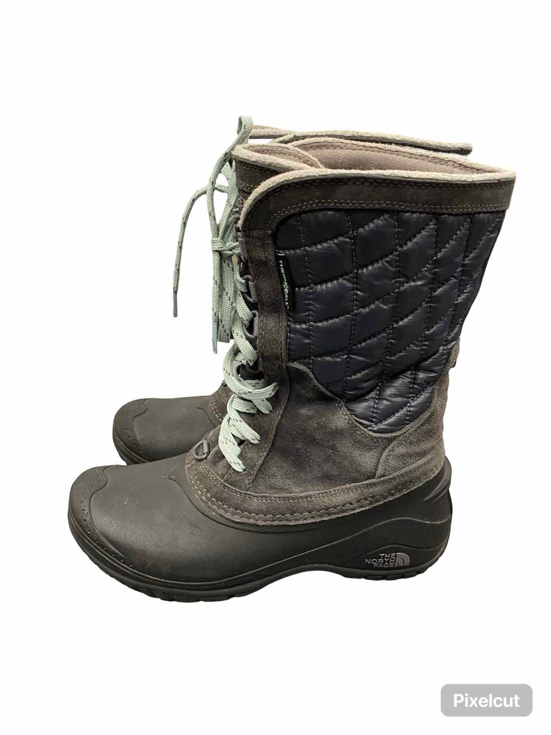 The North Face Shoe Size 7.5 Grey Black Suede Thermoball Boots(Ankle)