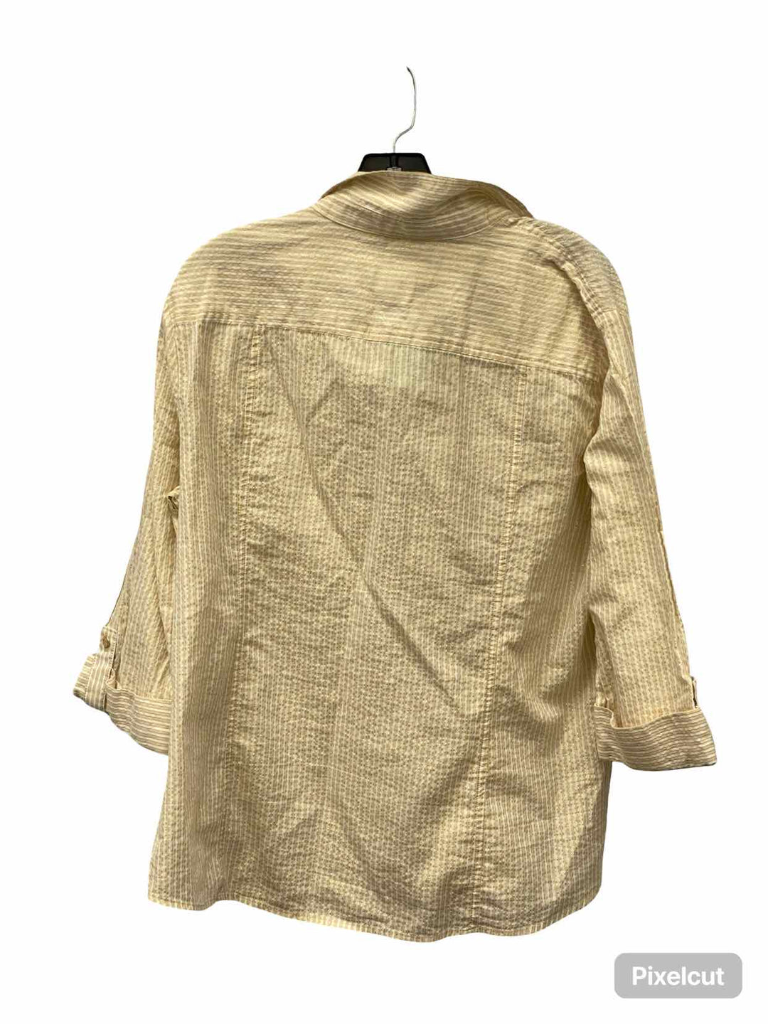 Anne Klein Size M Cream Striped Long Sleeve Shirts