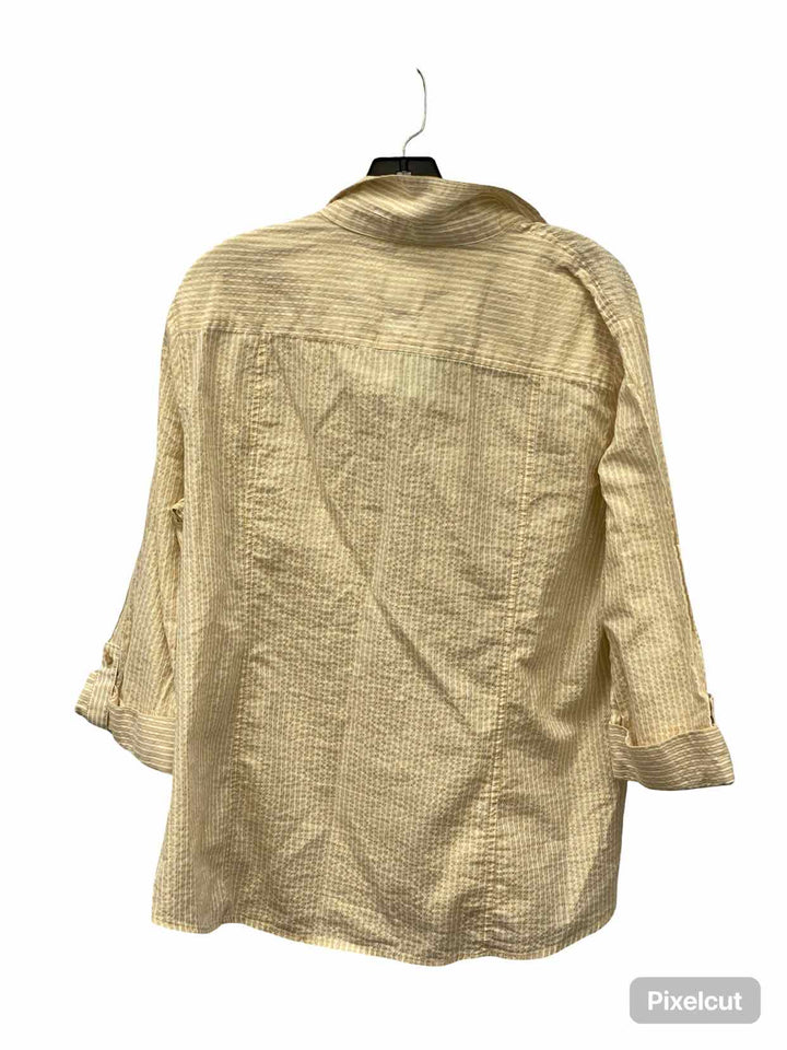 Anne Klein Size M Cream Striped Long Sleeve Shirts