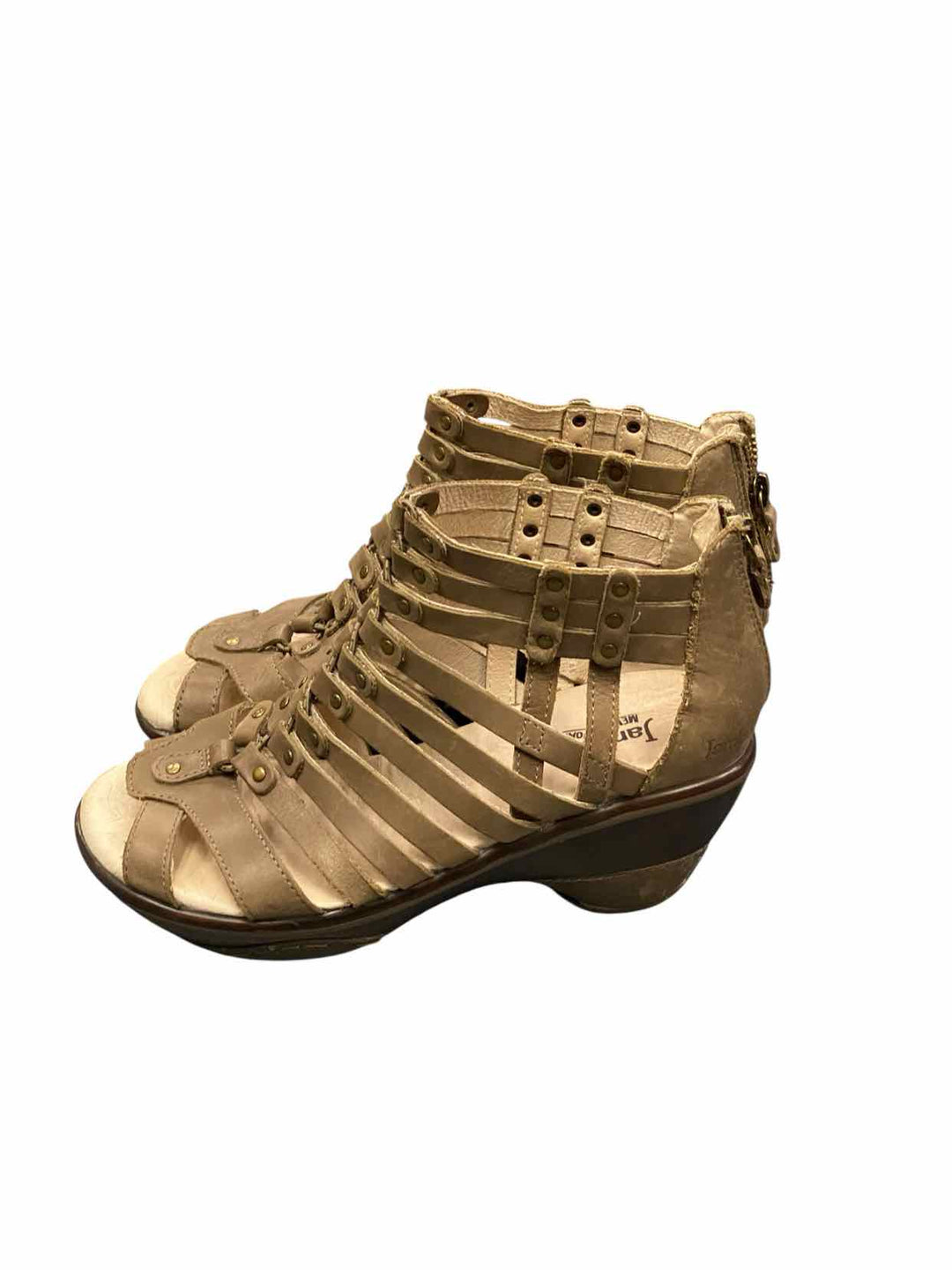 Jambu Shoe Size 6.5 Brown Leather Sugar Wedge Sandals