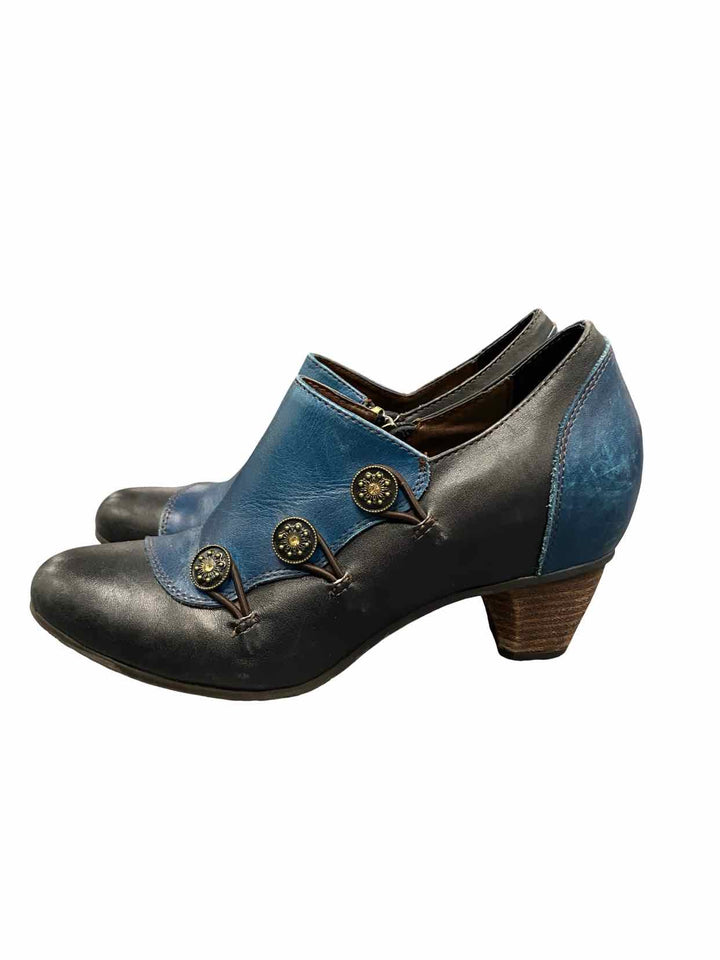 L'Artiste Shoe Size 40 Blue Black Leather Greentea Boots(Ankle)