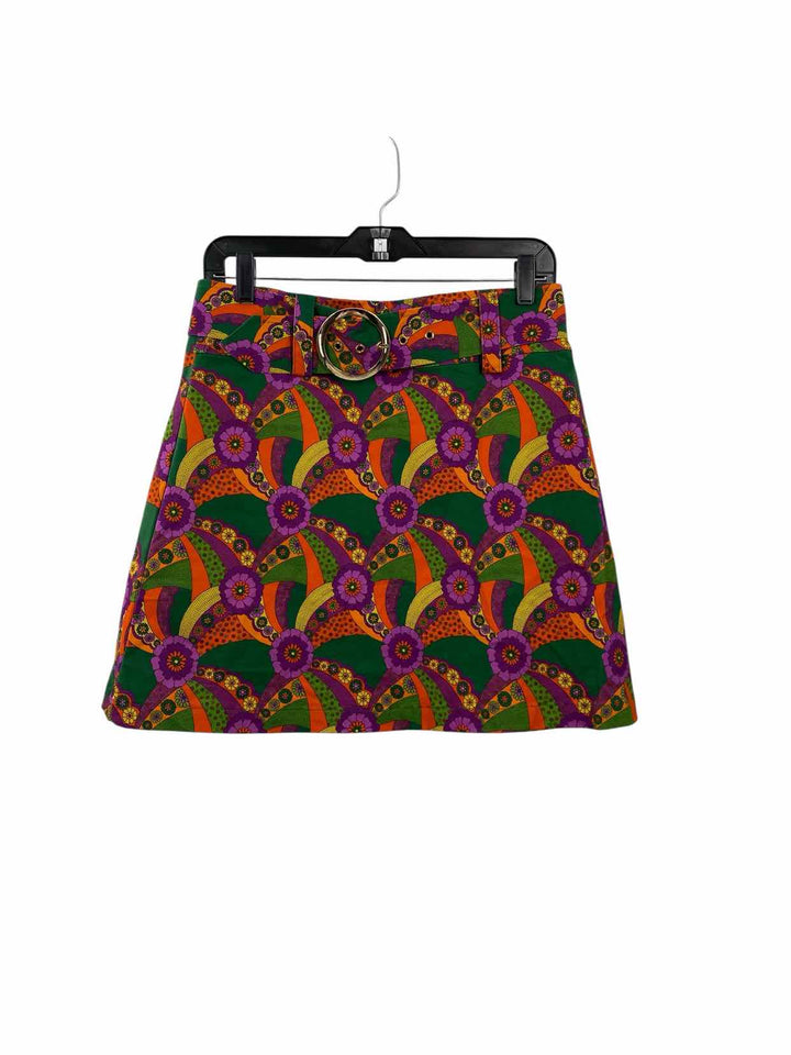 The Chain Size L Green Orange/Yellow Print Skirt