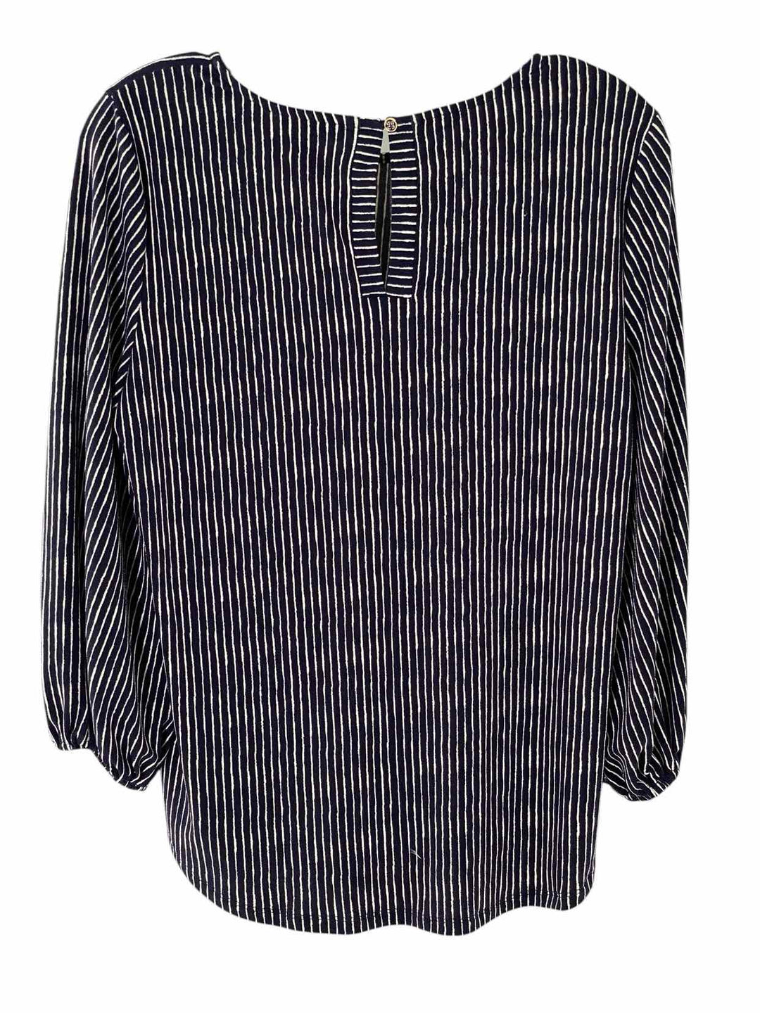 Adriana Papell Size S Navy White Stripes Long Sleeve Shirts