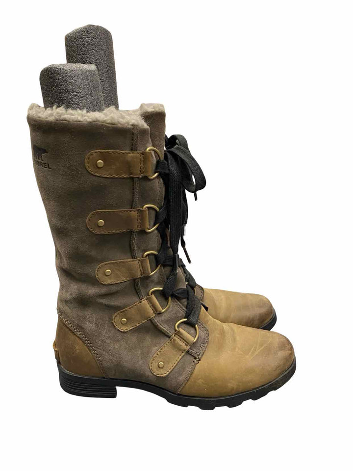 Sorel Shoe Size 8.5 Brown Leather Emelie Lace-Up Waterproof Boots(knee)