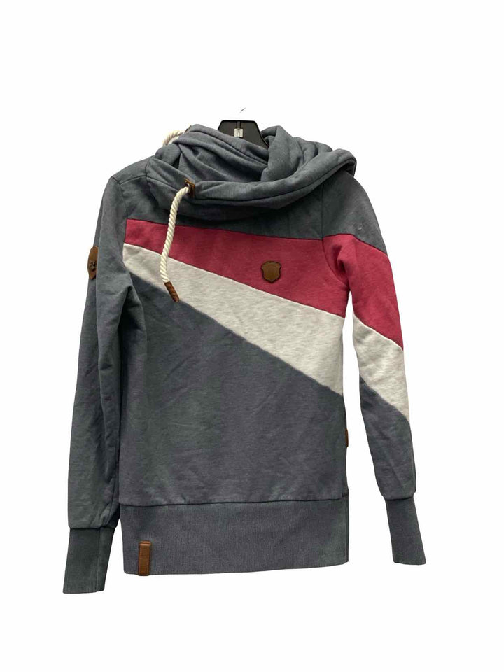 NAKETANO Size M Blue Red Color Block Hoodie Sweatshirt