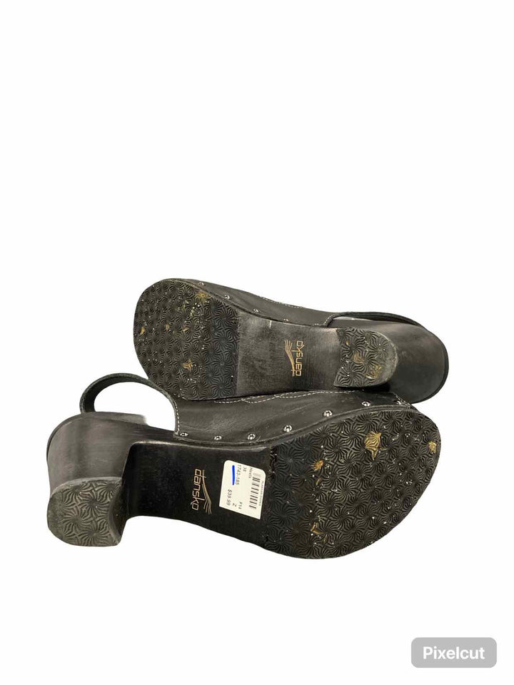 Dansko Shoe Size 38 Black Leather Rowena Heels