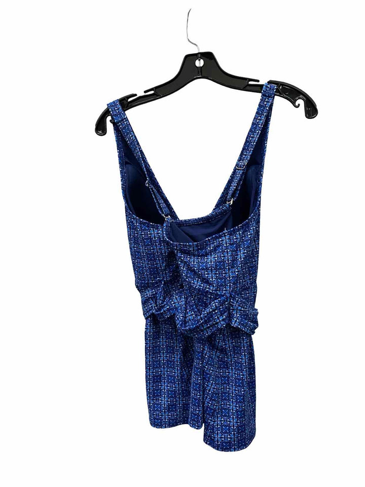 Lands End Size 16 Blue Print Swimsuit Top