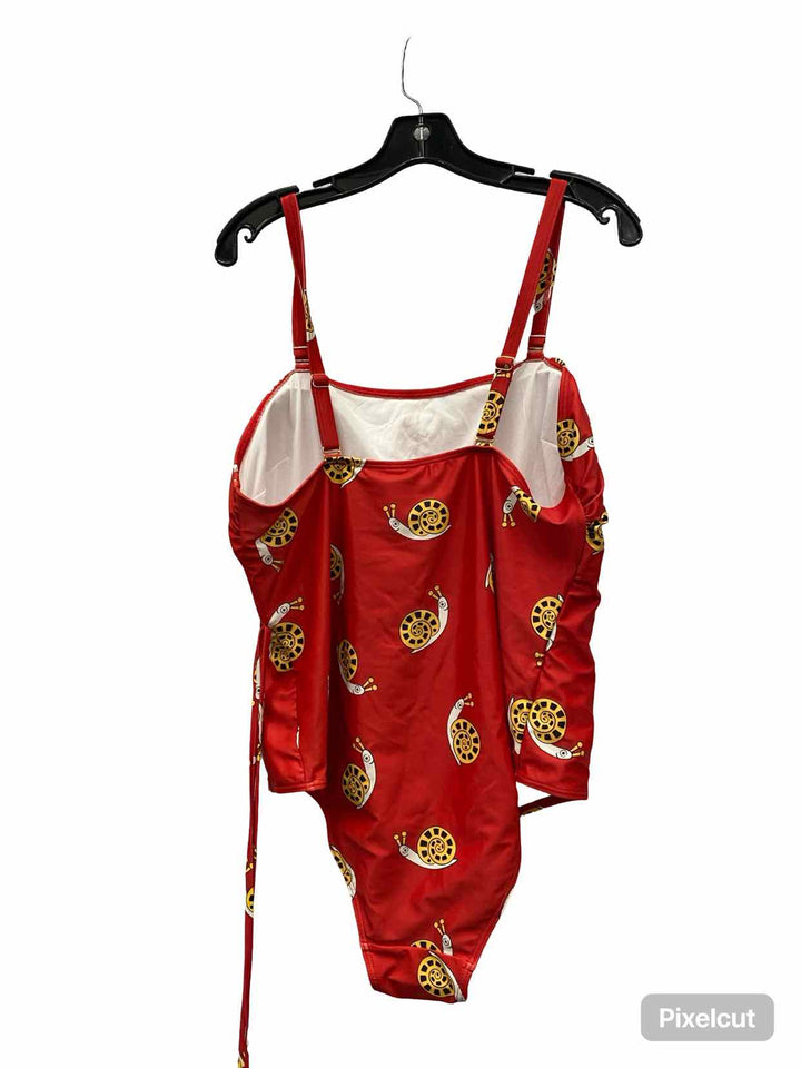 Mod Cloth Size 2X Red snail Swimsuit