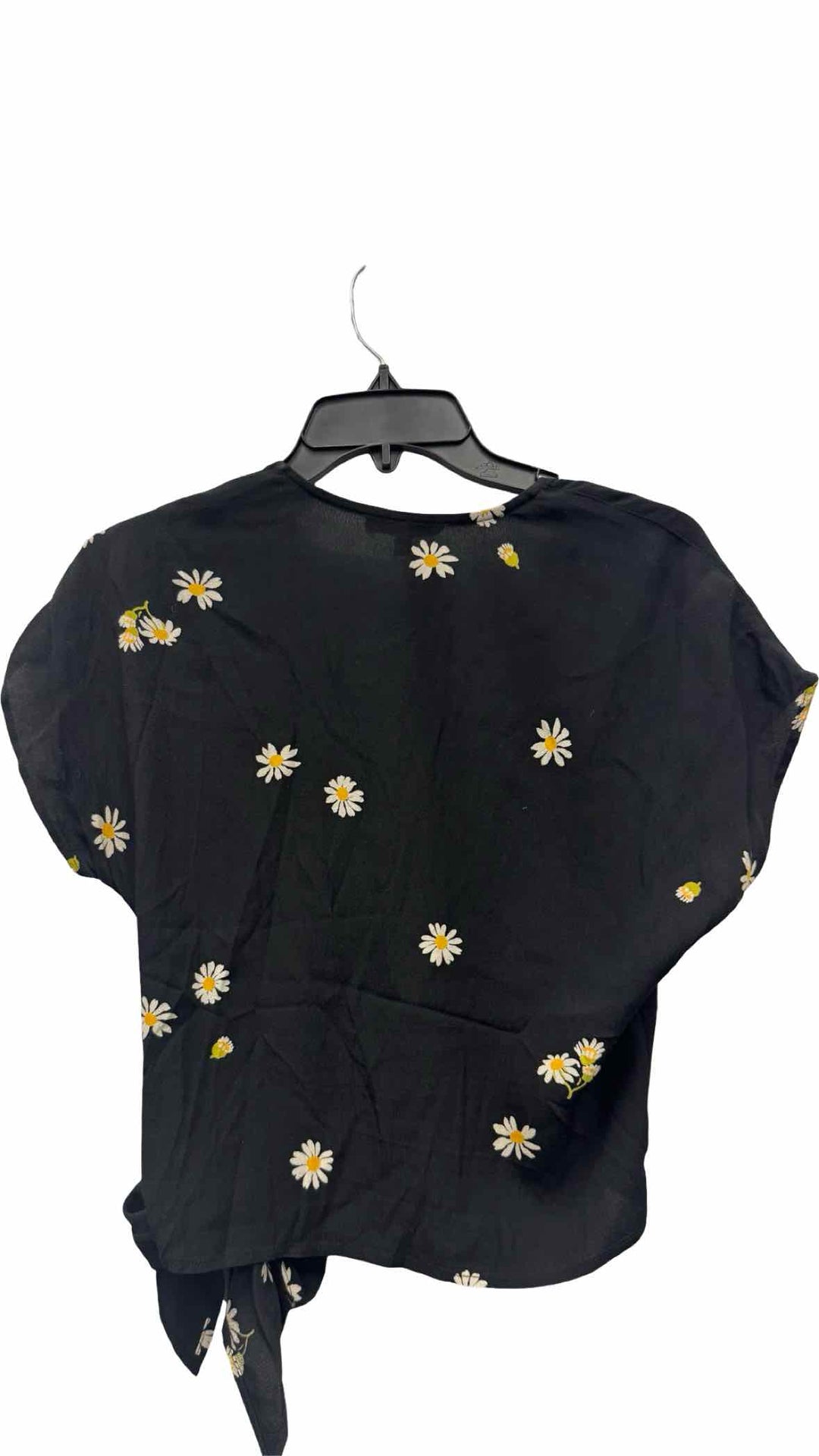 MadeWell Size XS Black Yellow Flowers Short Sleeve Shirts