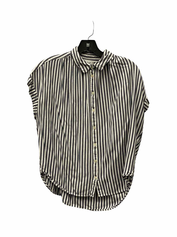 MadeWell Size M Grey White Stripe Short Sleeve Shirts