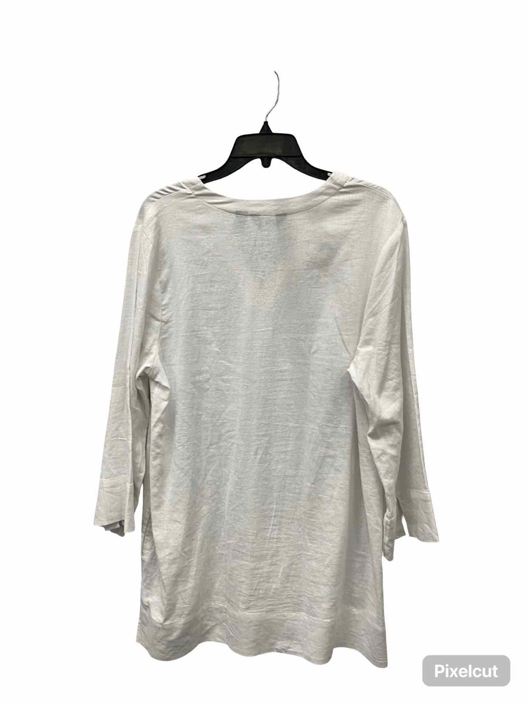 Land's End Size M White 55% Linen Long Sleeve Shirts
