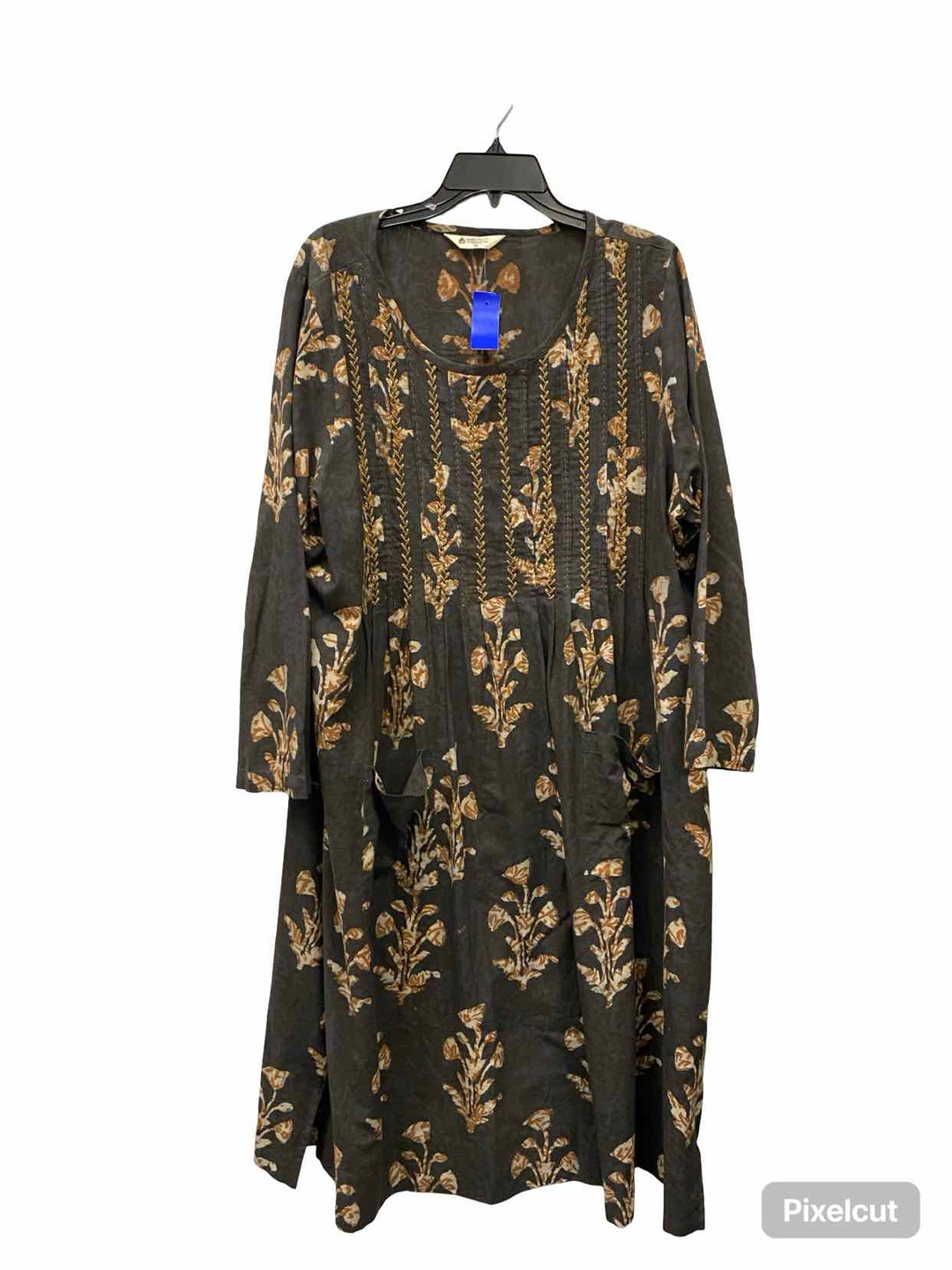 Marketplace Handwork of India Size XL Brown Floral 100% cotton Dress