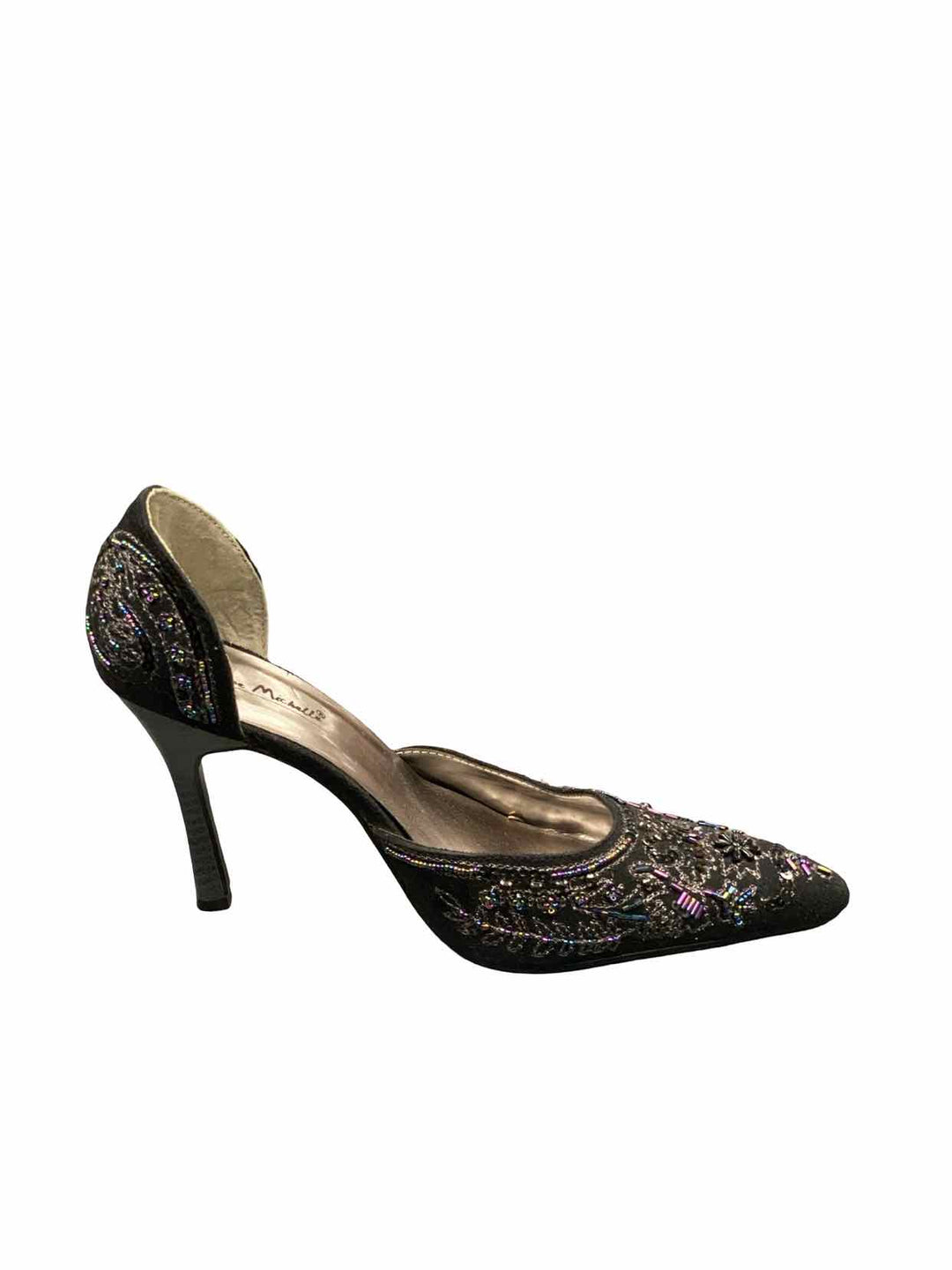 Anne Michelle Shoe Size 8 Black Sequined Heels