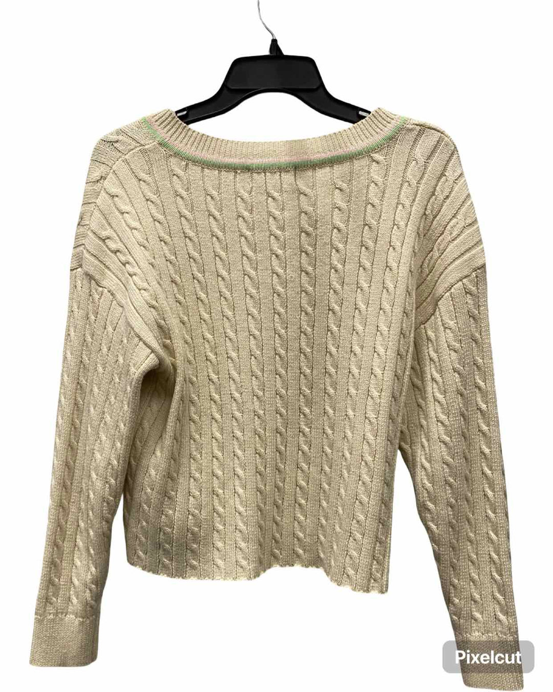Greylin Size S Cream Green & Pink Sweater