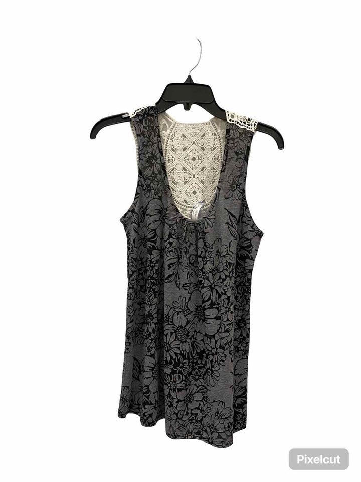 everly Size M Grey Black Floral Tank Top