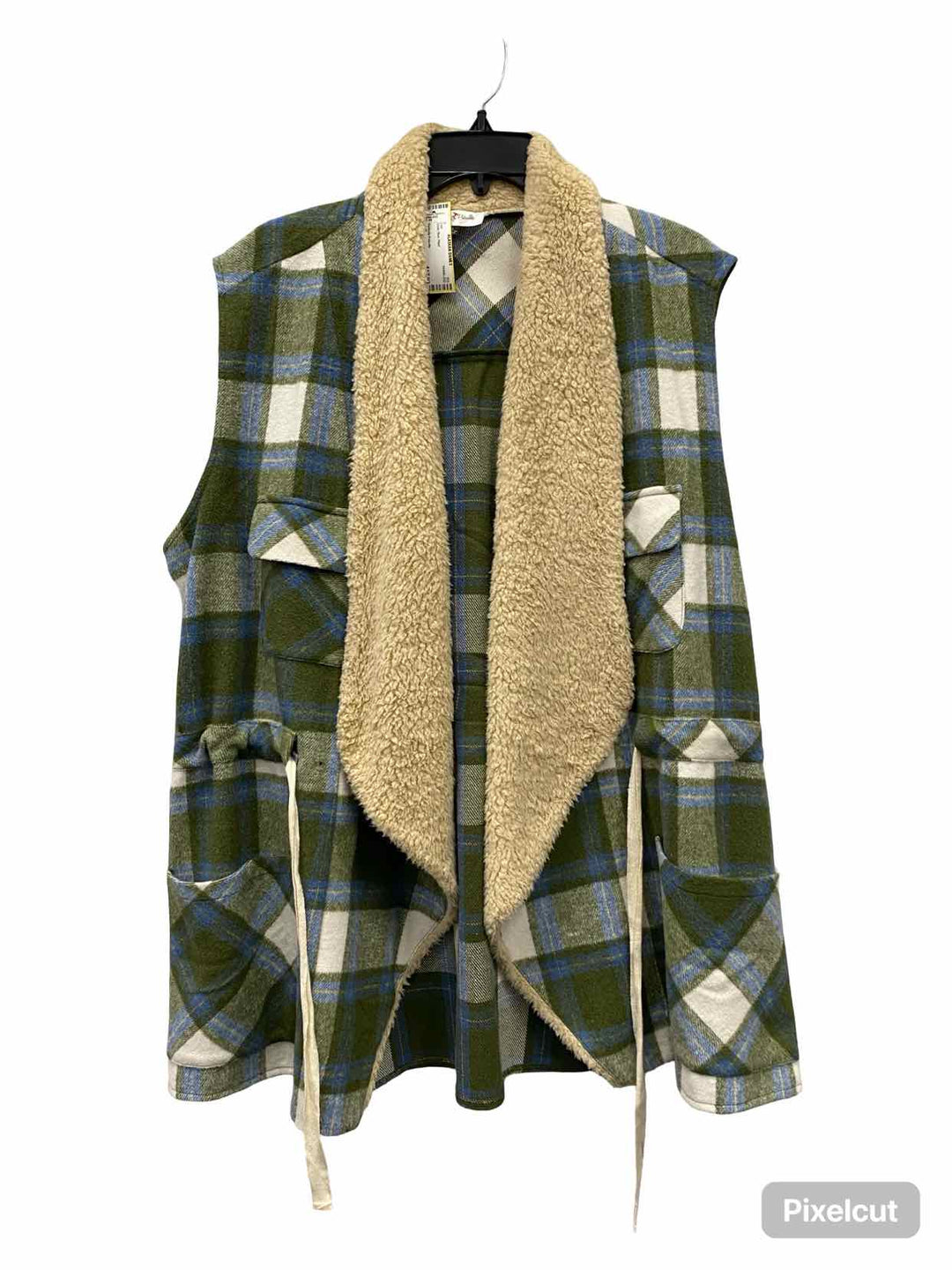 Perfectly Priscilla Size 1XL Green Blue Plaid Vest