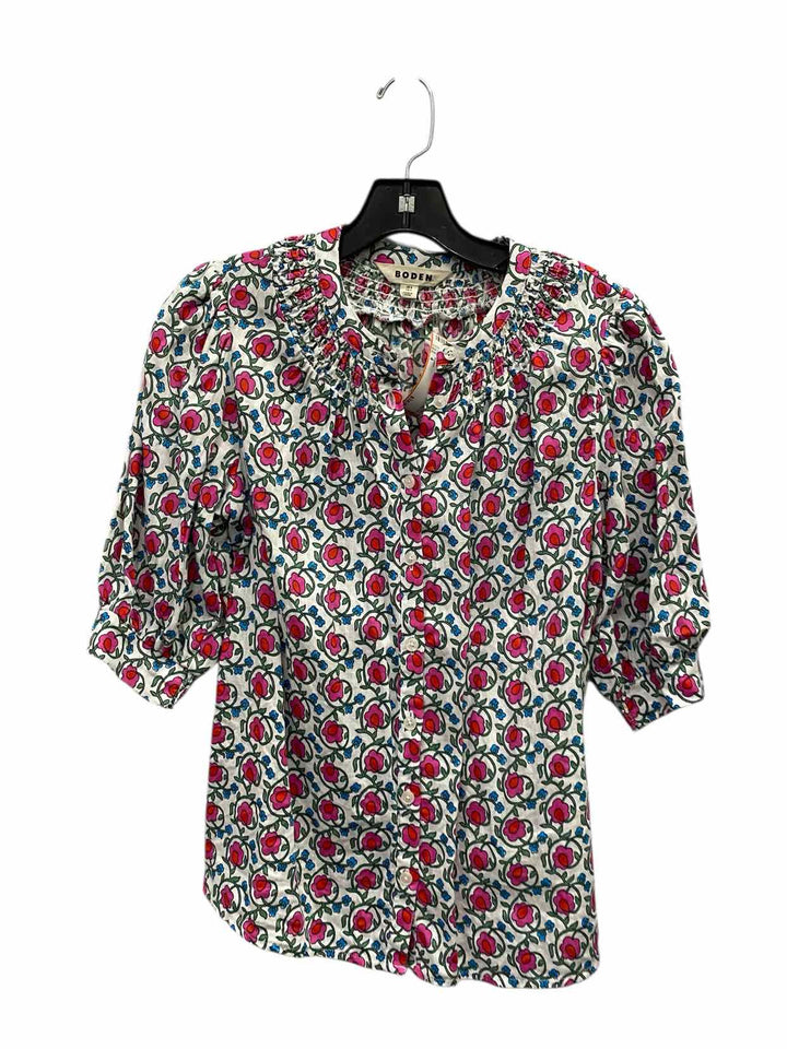 boden Size 4 White & Pink Orange Long Sleeve Shirts