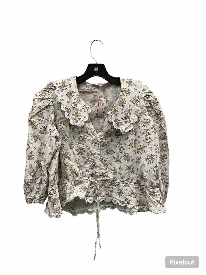 Neuflora Size XL White Purple Long Sleeve Shirts