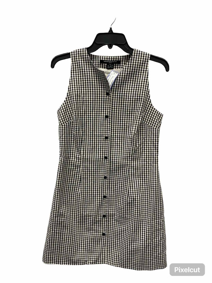 French Connection Size M White Black Plaid 100% cotton Dress