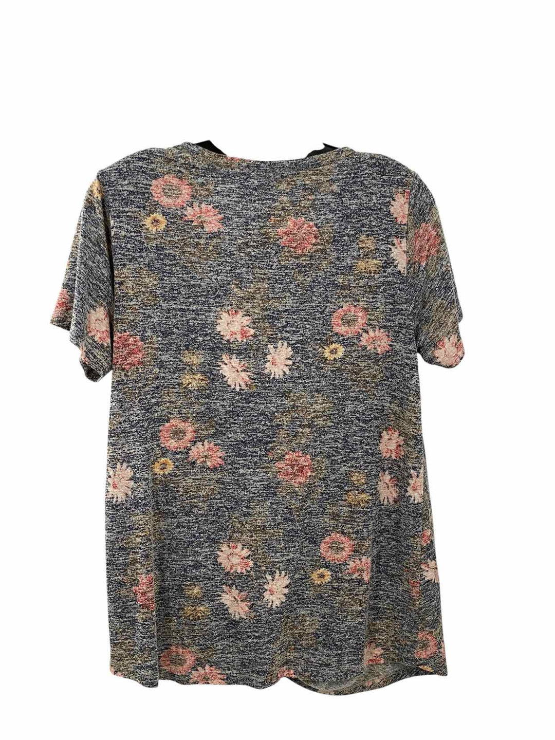Bobeau Size L Blue Pink Floral Heather Short Sleeve Shirts