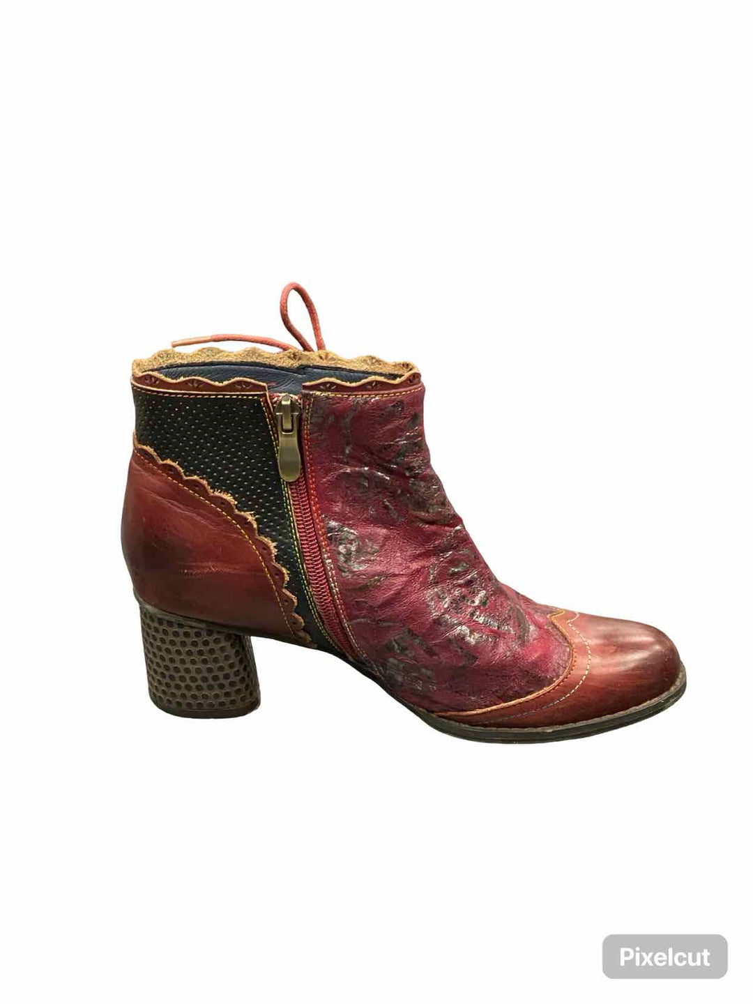 L'Artiste by Springstep Shoe Size 38 Red Leather Leafeel Boots(Ankle)