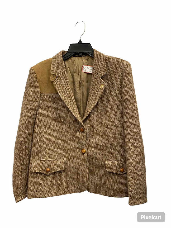 Harris Tweed Size 12 Brown 100% Wool Jacket