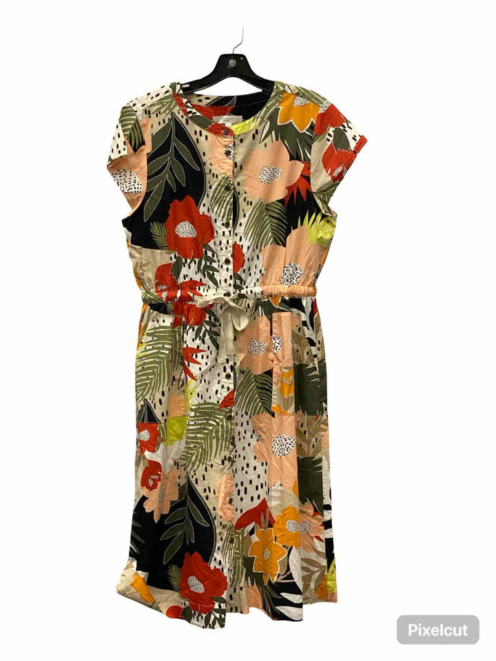 Loft Size 12 Green Multi Floral Dress