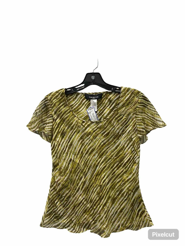 Jones New York Size 6 Yellow Print Short Sleeve Shirts