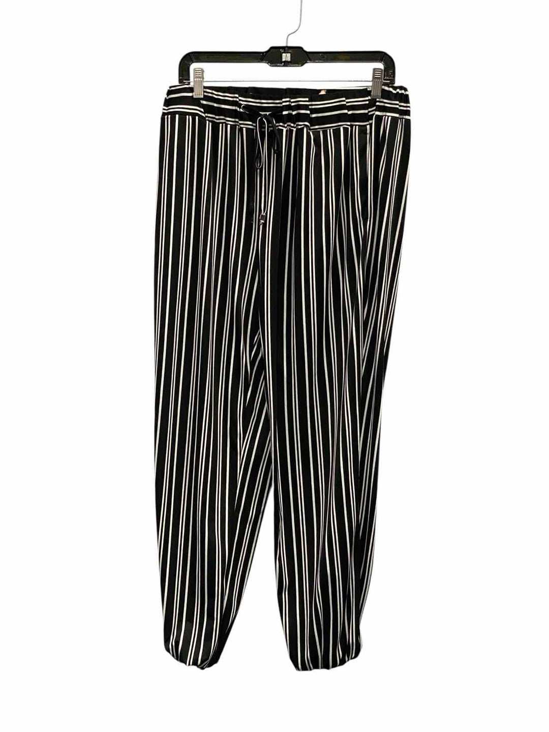 Robert Louis Size L Black White Striped Pants