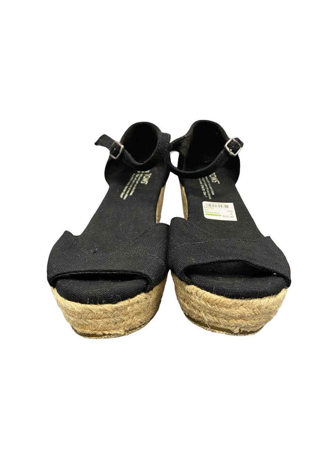 Toms Shoe Size 6.5 Black Espadrilles Wedge Sandals