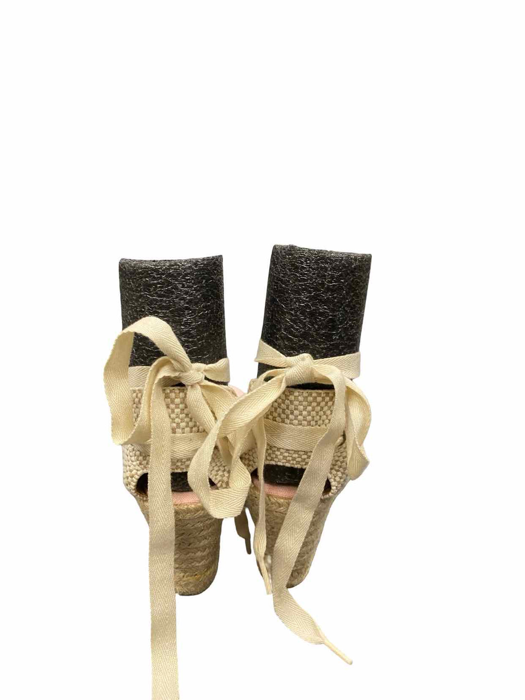 Espadrille Shoe Size 7 Beige Pink Wedge Heels