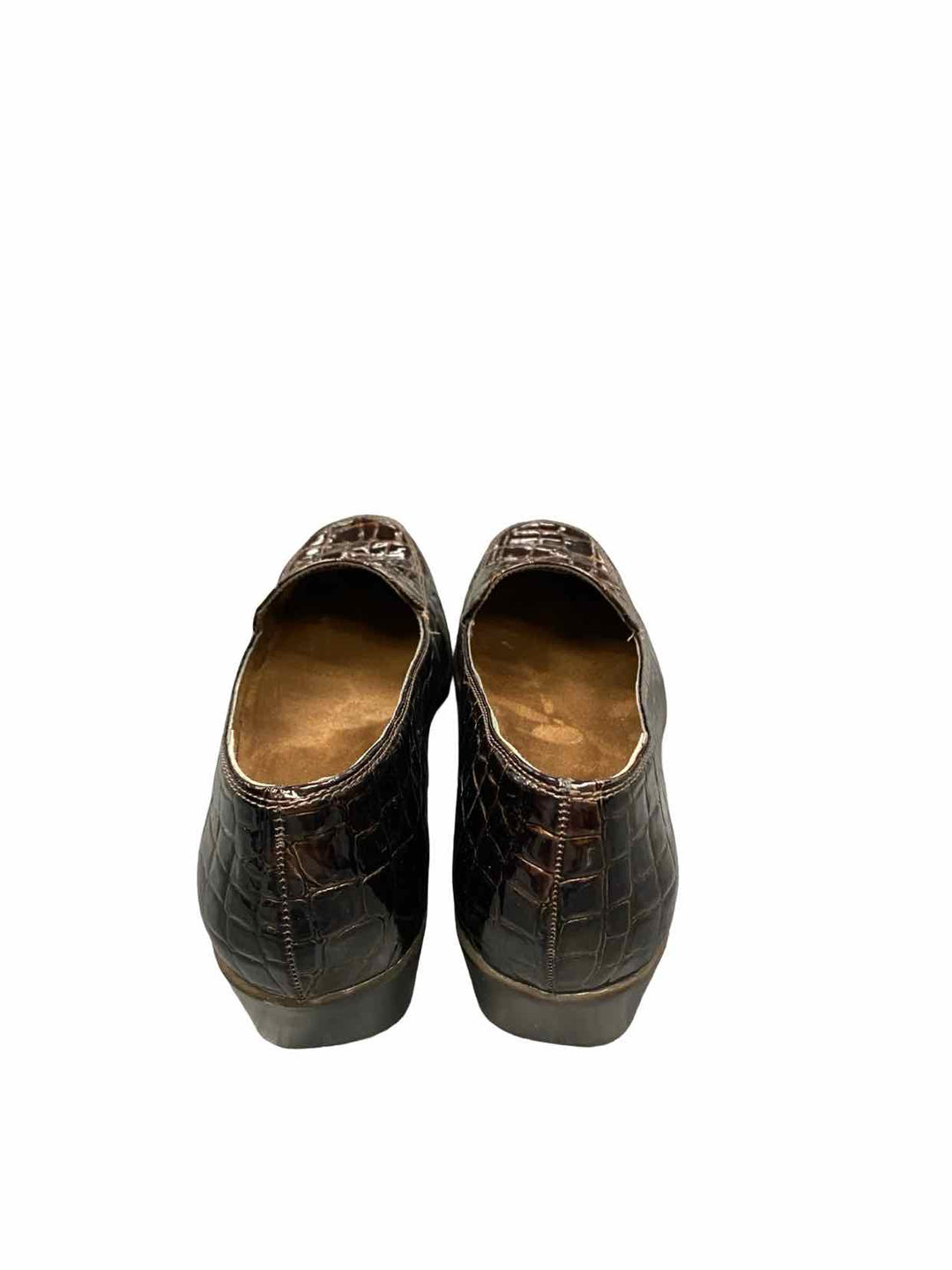 Aerosoles Shoe Size 9.5 Brown Crocodile Embossed Wedge Heel Loafers