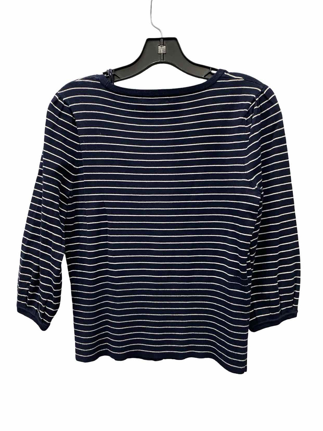 Anne Klein Size M Navy White Striped Long Sleeve Shirts