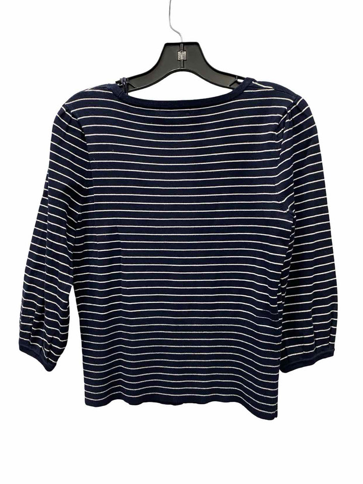 Anne Klein Size M Navy White Striped Long Sleeve Shirts