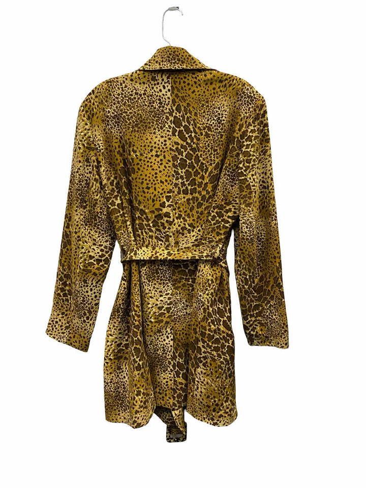 Susan Graver Size L Brown Leopard Print Coat(Long)
