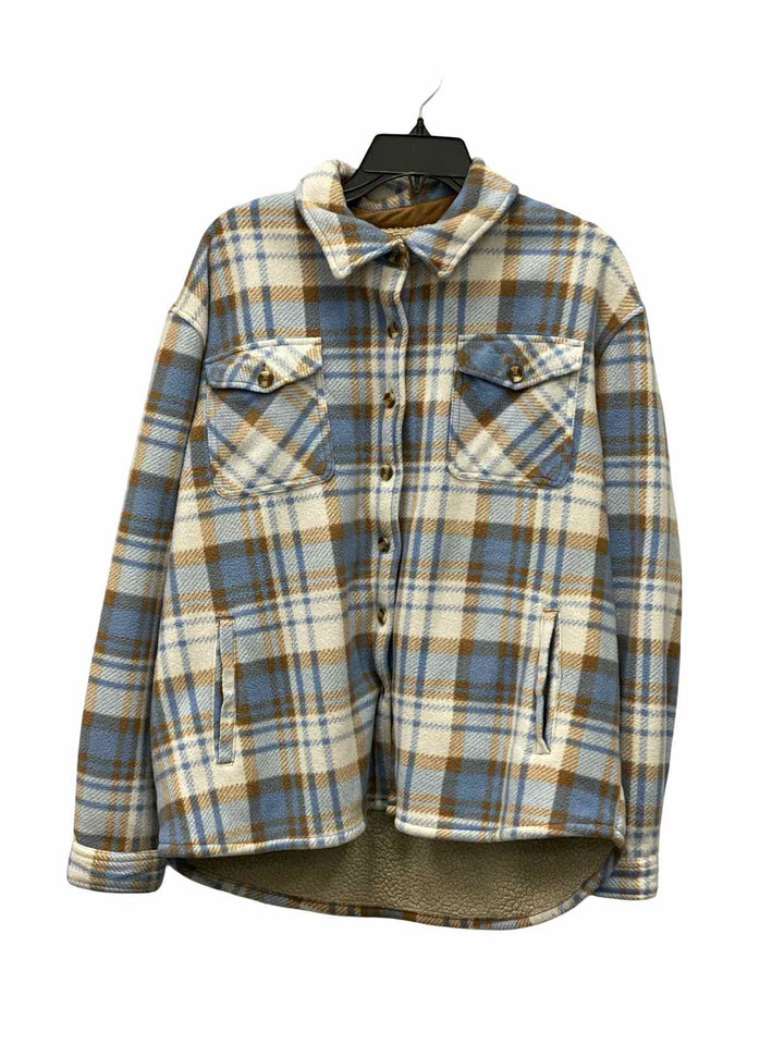 Sage Size L Blue Plaid Jacket